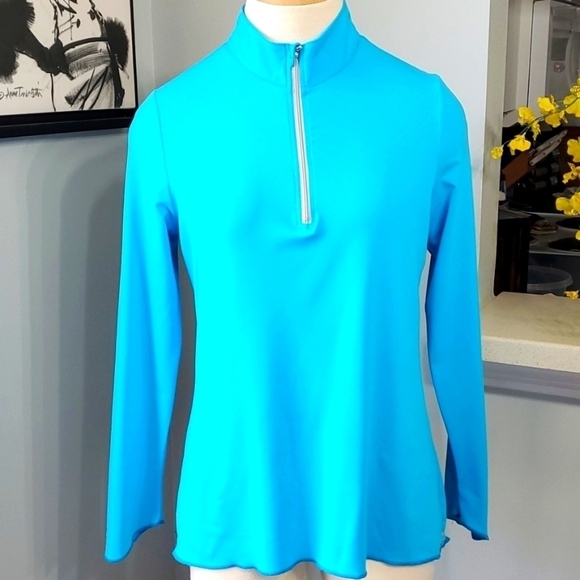 Yaffa, tourqwise‎ blue long sleeve  Activewear top Henley style size smal… - Picture 1 of 9